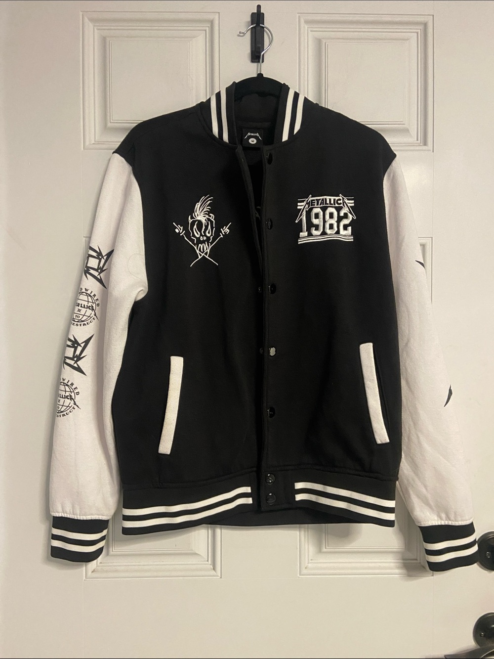 HOT TOPIC ColorBlock Y2K METALLICA ICON Varsity Bomber Jacket